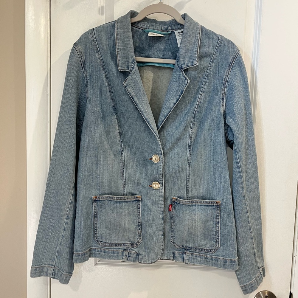 Light Blue Denim Blazer Jacket - Women's Casual Blazer